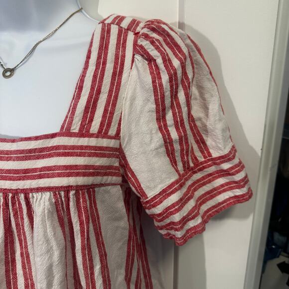 Old Navy Linen Dress Size Small Red Striped Midi 4th of July Americana Coastal - Picture 5 of 14